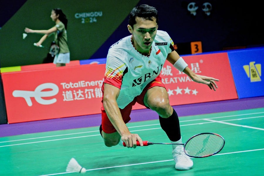 Indonesia's Jonatan Christie defeated Saran Jamsri 21-16, 13-21, 21-12 in yesterday's play. — AFP