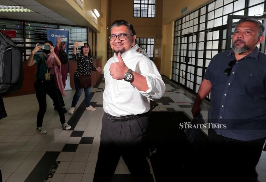 Bersatu information committee member Badrul Hisham Shaharin, better known as Chegubard at the Johor Baru Sessions Court where he was charged under the Sedition Act. NSTP/NUR AISYAH MAZALAN