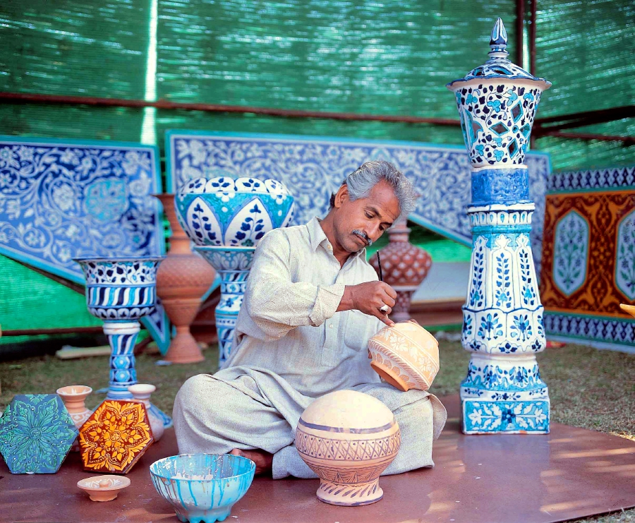 Pakistan is home to the beautiful Blue Pottery craftmanship.