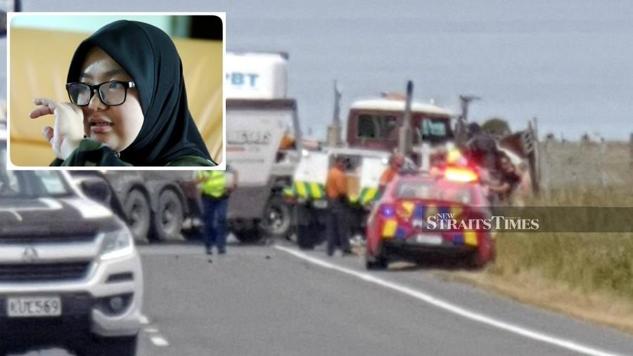 Nur Irfan Adanan, 15, who was critically injured in a traffic accident in Kaikoura, New Zealand on Friday, died today. Her death was announced by family spokesperson, Afifah Shaiffudin (inset), 33. NSTP