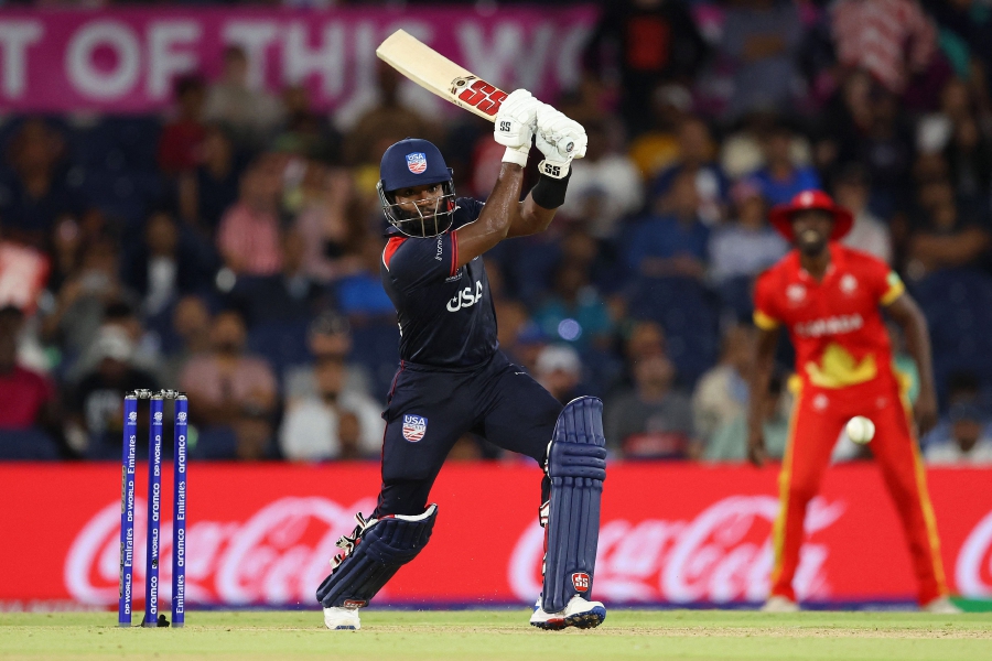 Aaron Jones struck an explosive unbeaten 94 from 40 balls as the USA beat Canada by seven wickets in the opening game of the T20 World Cup yesterday. - Getty Images via AFP