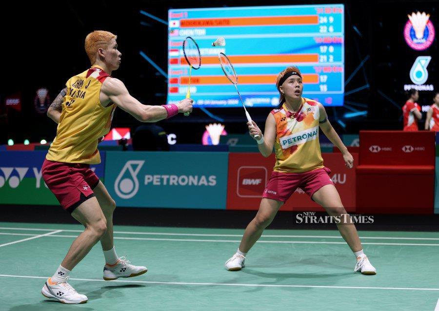  Mixed pair Chen Tang Jie-Toh Ee Wei fell just short in their bid to land their first World Tour title of the season, settling for second at the Thailand Masters today. - NSTP file pic