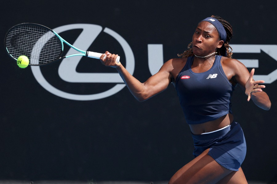 USA's Coco Gauff hits a return against compatriot Emma Navarro during their women's singles semi-final match at the Auckland Classic tennis tournament in Auckland. - AFP pic