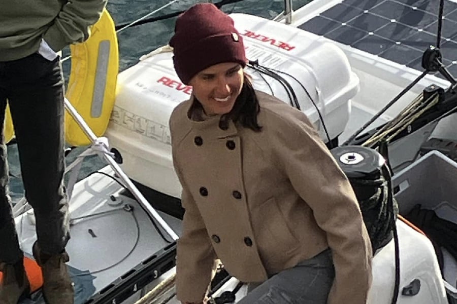 Sailor Cole Brauer has become the first American woman to race solo, non-stop and unassisted around the world, completing a journey spanning 30,000 miles after 130 days at sea. Pic from Socila Media