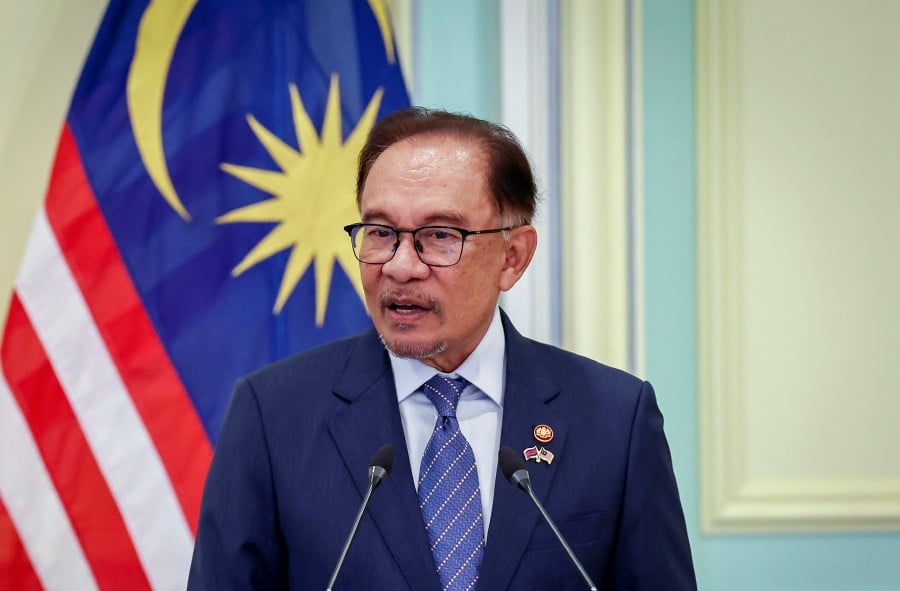 Prime Minister Datuk Seri Anwar Ibrahim during a joint press conference with his counterpart Hun Manet from Cambodian at the Perdana Putra Building today. BERNAMA PIC
