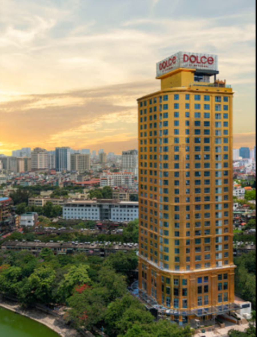 The gold-gilded Dolce by Wyndham Hanoi Golden Lake Hotel. Image via Google