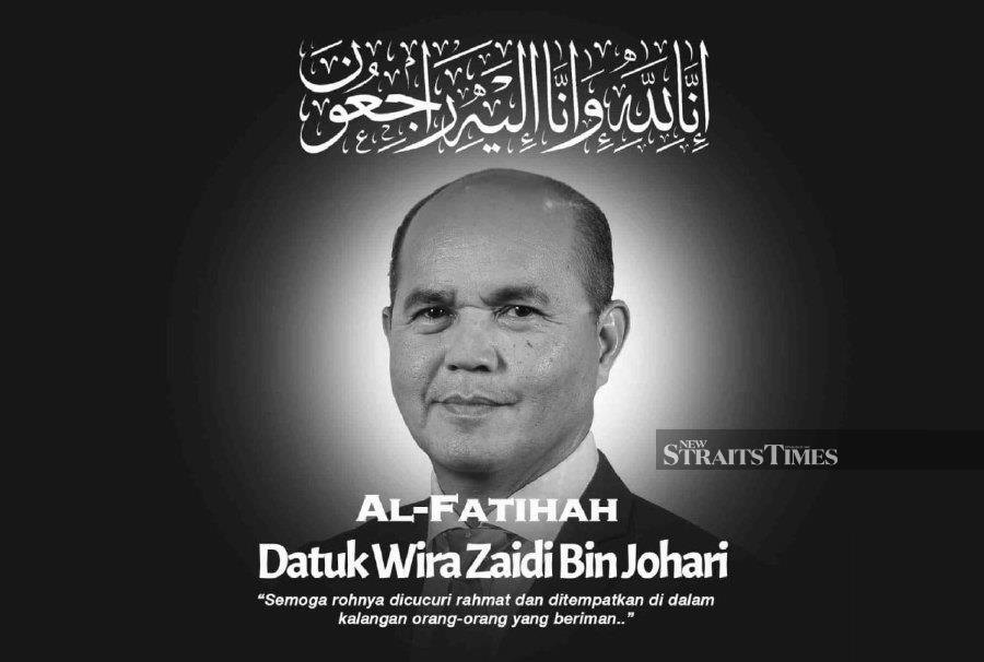 Melaka State Secretary Datuk Zaidi Johari died of a heart attack this morning. He was 54. FILE PIC. 