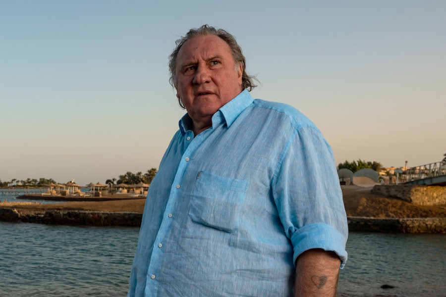 French actor Gerard Depardieu poses at a resort a day after receiving the Career Achievement Award during the 4th edition of El Gouna Film Festival, in the Egyptian Red Sea resort of el Gouna, on October 24, 2020.- AFP PIC