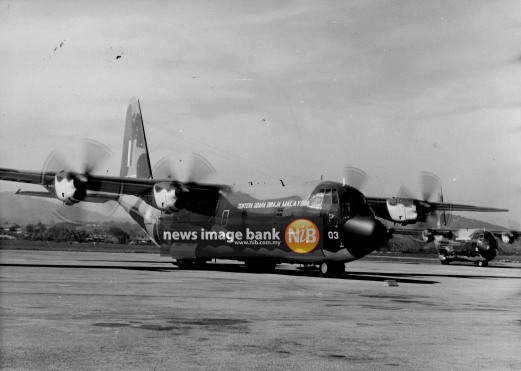13 July 1976: The first two of six Lockheed Hercules C-130 aircraft - the largest to be acquired so far by the Royal Malaysian Air Force (RMAF) - arriving at the RMAF base in Kuala Lumpur.