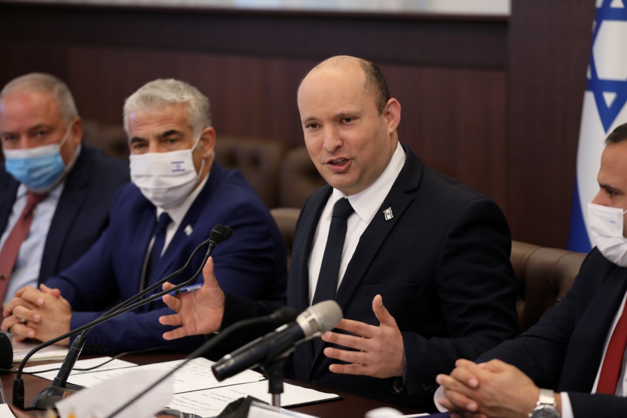 Israeli Prime Minister Naftali Bennett (3-L) attends a cabinet meeting at the prime minister's office in Jerusalem, Israel, 24 October 2021. - EPA pic