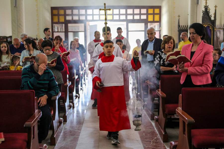Palestinian Christians celebrate Easter Sunday Mass at the Catholic Holy Family Church in Gaza City, on March 31, 2024, amid the ongoing battles Israel and the Hamas militant group. - AFP pic