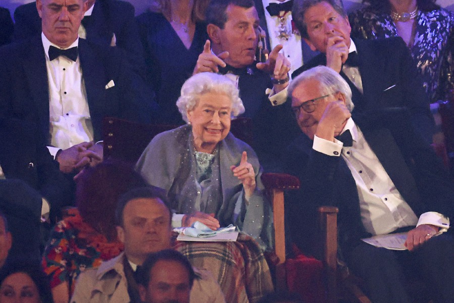 Britain's Queen Elizabeth watches the Royal Windsor Horse Show Platinum Jubilee Celebration at Windsor Castle, in Windsor.-REUTERS PIC