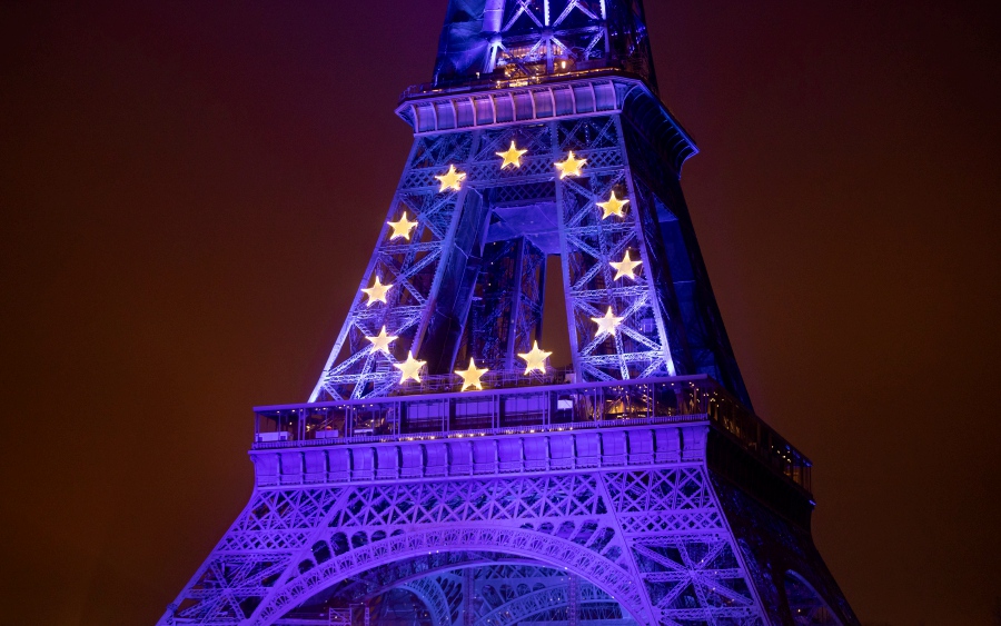The Eiffel Tower is illuminated in the colors of the European Union flag to mark the start of France presidency of the EU on 01 January, in Paris, France. - EPA pic