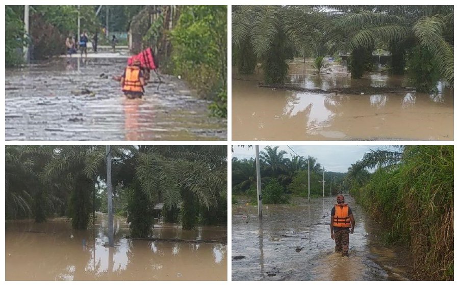 A total of 101 people from 31 families have been evacuated to a relief centre after their homes in Lorong Mak Piah, Kampung Sungai Tiram here, were hit by flash floods following heavy rain for about two hours yesterday.- - Pic credit X @bernamadotcom