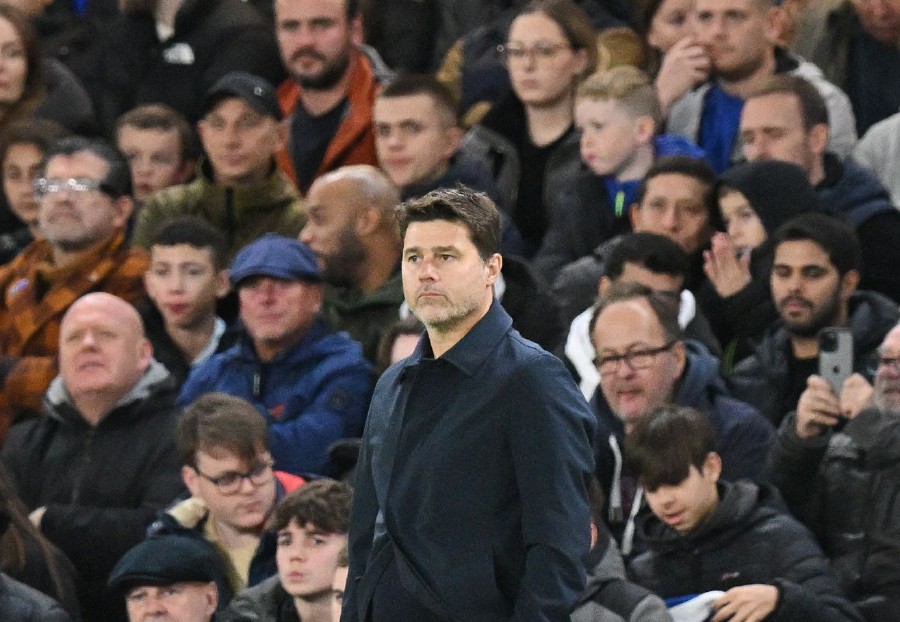 Chelsea's Argentinian head coach Mauricio Pochettino reacts during the English League Cup fourth round football match between Chelsea and Blackburn Rovers at Stamford Bridge, in London, on November 1, 2023. AFP PIC