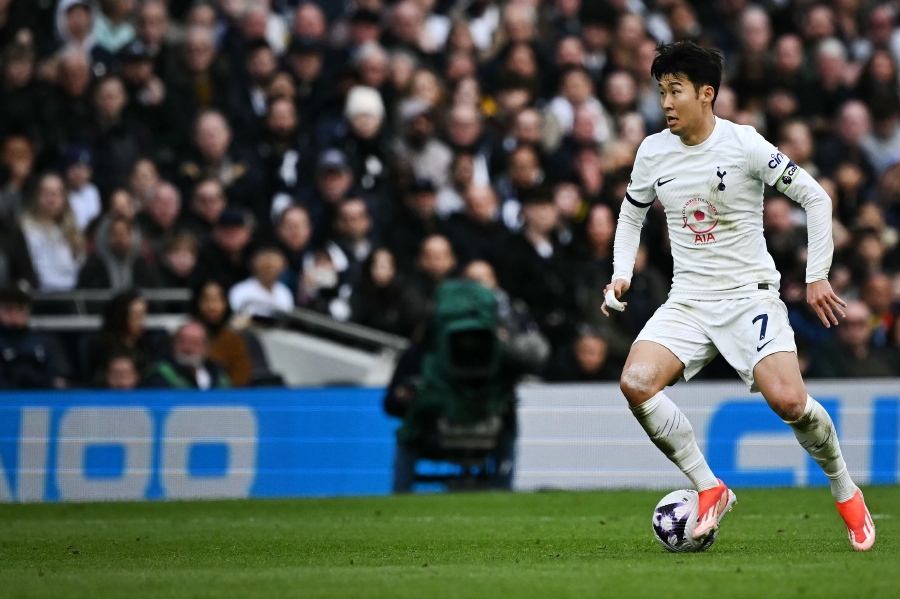 Tottenham Hotspur's South Korean striker Son Heung-Min controls the ball during the match against Luton Town. AFP Pic