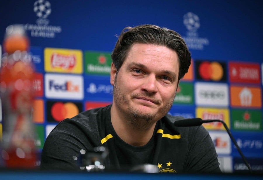 Dortmund's German head coach Edin Terzic gives a press conference on April 30, 2024 in Dortmund, western Germany, on the eve of the UEFA Champions League semi-final first leg football match between Borussia Dortmund and Paris Saint-Germain (PSG). AFP PIC