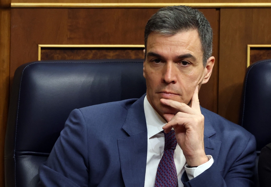 (FILES) Spanish Prime Minister Pedro Sanchez attends a plenary session at the Spanish parliament's lower house, Congress of Deputies, to vote a new amnesty law bill that would exonerate figures sentenced or prosecuted for their role in Catalonia's failed 2017 independence bid, in Madrid. (Photo by Pierre-Philippe MARCOU / AFP)