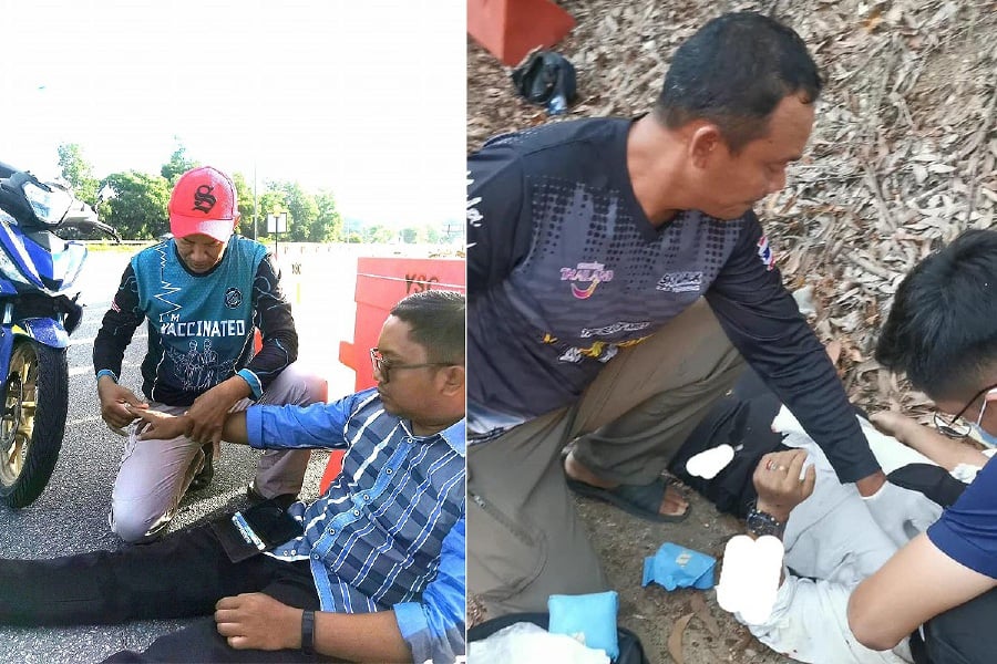 It has become a routine for Mohd Amir Faizal, and his teenage son Muhammad Adam, from Sungai Petani, Kedah to lend a helping hand and offer rescue assistance to East-West Highway users during their spare time. - Bernama pic