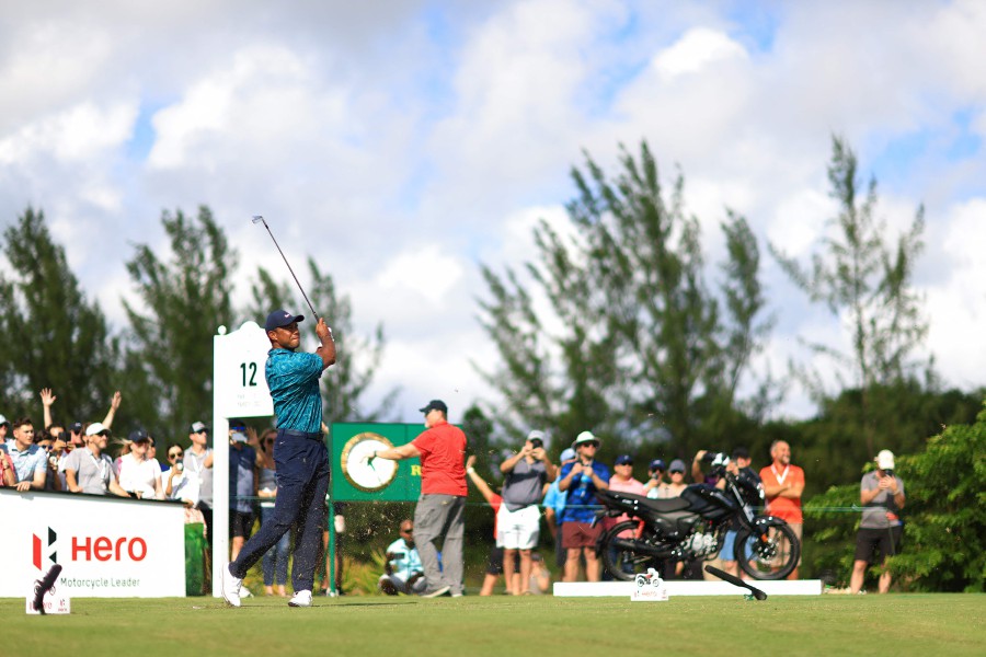 Tiger Woods of the United States plays his shot from the 12th tee during the second round of the Hero World Challenge at Albany Golf Course on December 01, 2023 in Nassau, Bahamas. AFP PIC