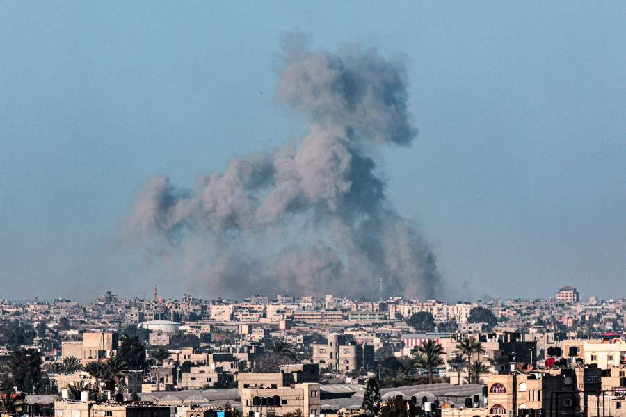 This picture taken from Rafah shows smoke billowing over Khan Yunis in the southern Gaza Strip during Israeli bombardment on March 1, 2024, amid continuing battles between Israel and the Palestinian group Hamas. - AFP pic