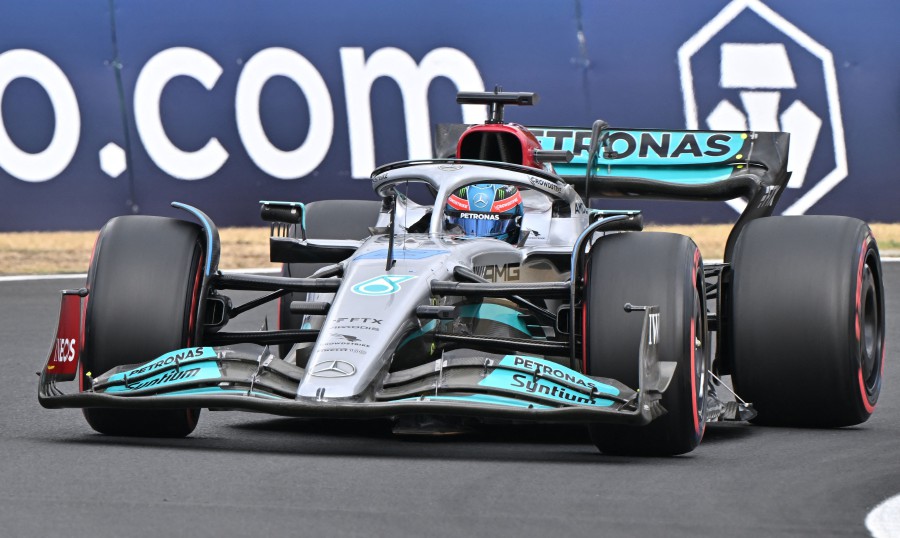 Mercedes' British driver George Russell drives during the qualifying session ahead of the Formula One Hungarian Grand Prix at the Hungaroring in Mogyorod near Budapest, Hungary. - AFP pic