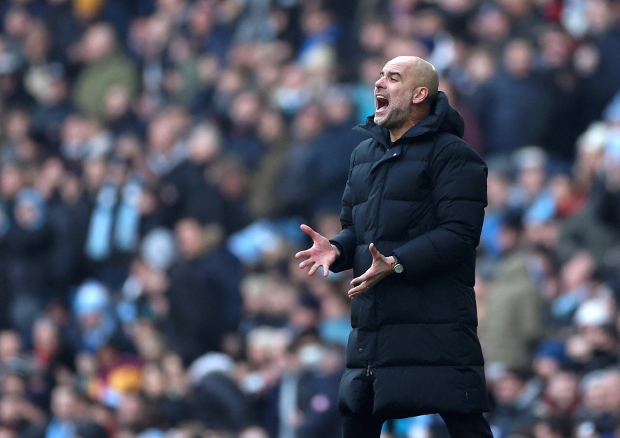 Manchester City manager Pep Guardiola gestures during the match against Chelsea at the Etihad Stadium, Manchester.- REUTERS PIC