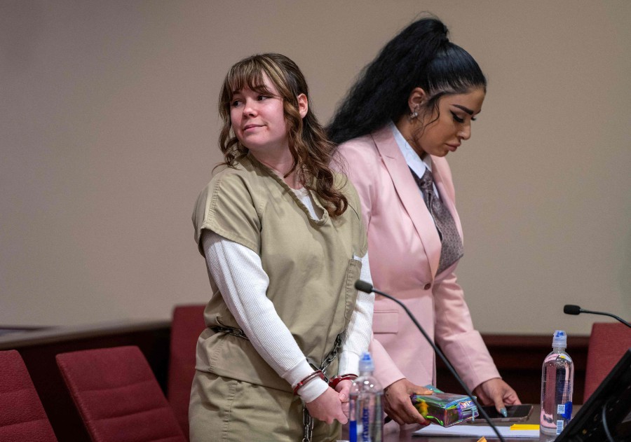 Hannah Gutierrez-Reed (L), the former armorer at the movie Rust, attends her sentencing hearing at the First Judicial District Courthouse in Santa Fe, New Mexico. - AFP PIC