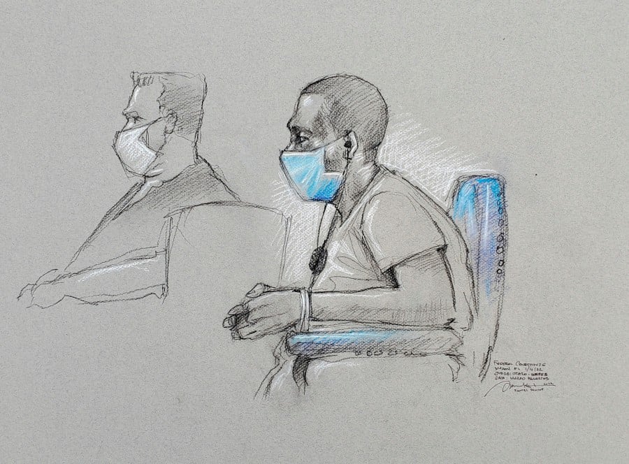 Mario Antonio Palacios, 43, a Colombian national who was arrested and charged in the United States in connection with the plot to assassinate Haitian President Jovenel Moise, appears in court in Miami, Florida, U.S., January 4, 2022 in this courtroom sketch.  - REUTERS pic