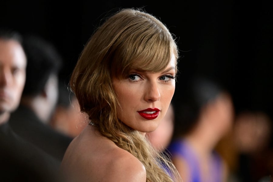 US singer-songwriter Taylor Swift arrives for the 66th Annual Grammy Awards at the Crypto.com Arena in Los Angeles. (Photo by Robyn BECK / AFP)
