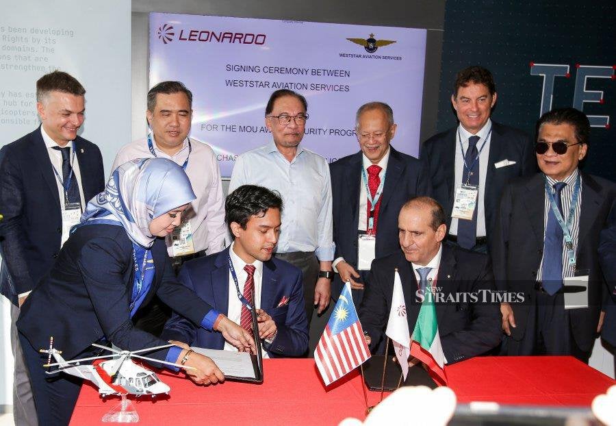 Weststar signed a memorandum of understanding (MoU) with Petronas and inked key deals with Leonardo, including for the procurement of five helicopters from the Italian company. -NSTP/ASWADI ALIAS.
