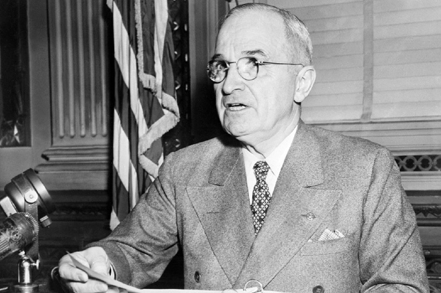 Harry Truman speaks to the media in 1945 in Washington, D.C. -AFP/File pic