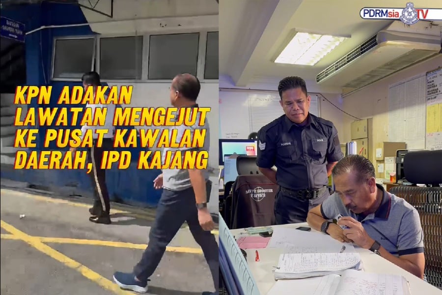 The nation’s top police officer conducted a surprise visit to the Kajang police headquarters command centre (DCC). Screengrb from PDRM Facebook