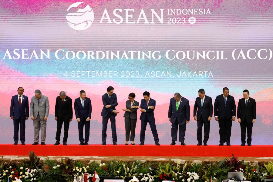 A group photo during the 34th ASEAN Coordinating Council meeting in Jakarta on September 4, 2023. - AFP Pic