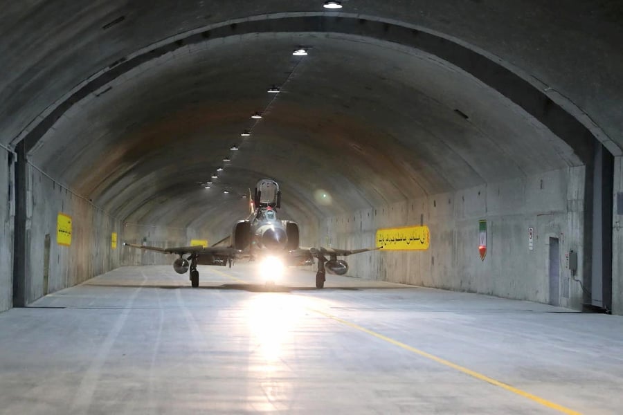 A fighter aircraft is seen at the first underground air force base, called "Eagle 44" at an undisclosed location in Iran. (Iranian Army/WANA (West Asia News Agency) 
