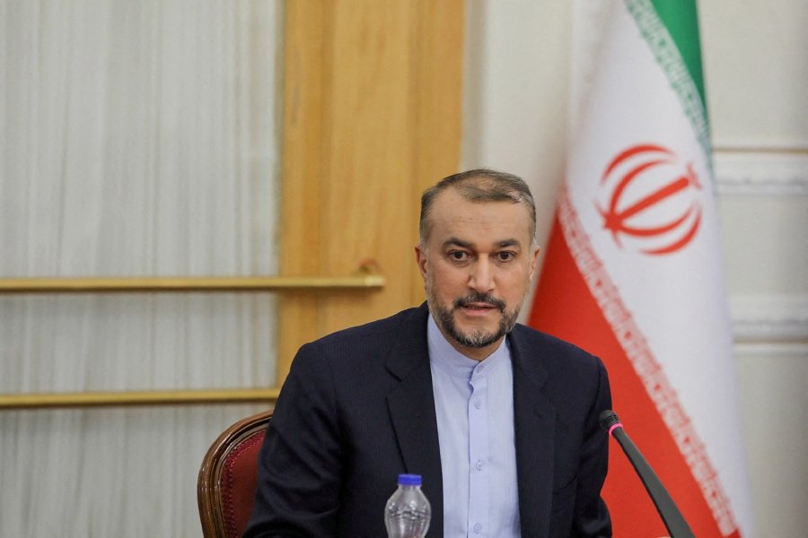 (FILE PHOTO) Iran's Foreign Minister Hossein Amir-Abdollahian speaks at the OANA summit in Tehran, Iran. (West Asia News Agency)/Handout via REUTERS)