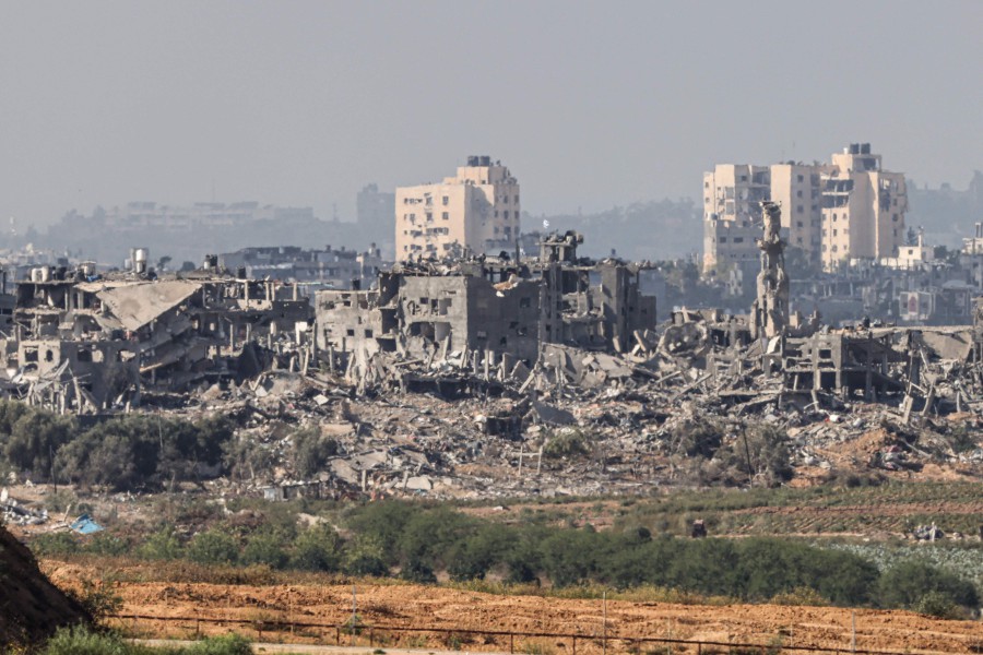 A view of destroyed buildings following the ongoing Israeli military bombardment of the northern Gaza Strip seen on November 15, 2023, amid the battles between Israel and the Palestinian Hamas fighters. - AFP pic