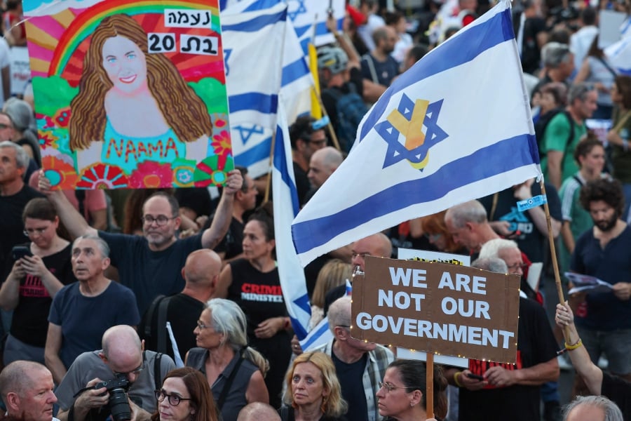 Large protests have occurred in the Israeli city on a weekly basis over Netanyahu’s handling of the nearly nine-month-old war in Gaza started by Hamas’s Oct 7 attack on southern Israel. - (Photo by JACK GUEZ / AFP)