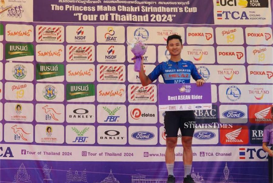 Malaysia Pro Cycling rider Izzat Hilmi Abdul Halil at the Tour of Thailand today. 