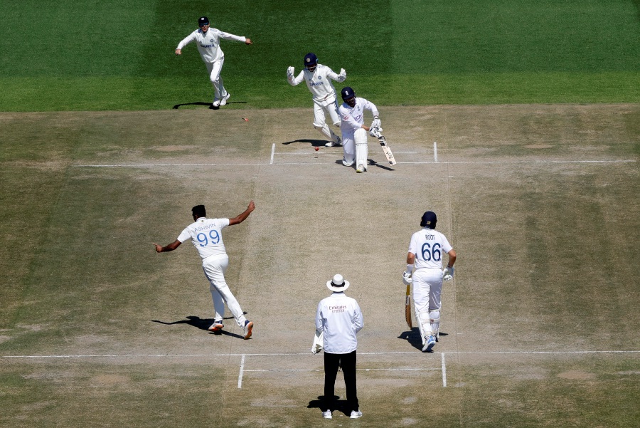 India v England - Himachal Pradesh Cricket Association Stadium, Dharamshala, India - March 9, 2024India's Ravichandran Ashwin celebrates his five-wicket-haul after taking the wicket of England's Ben Foakes. - Reuters pic