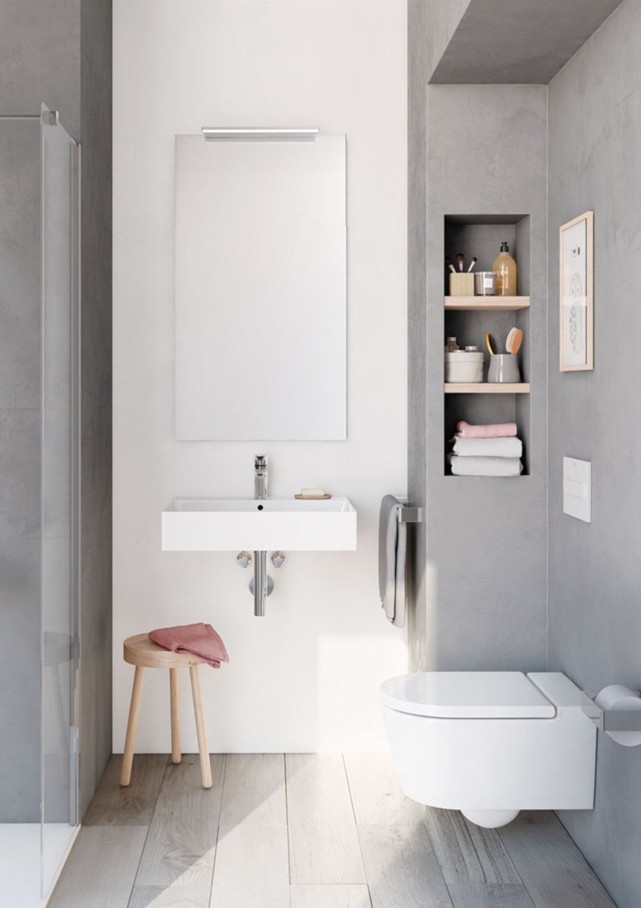 Even in a small setting, bathrooms can be both functional and aesthetically pleasing with sufficient organised spaces. 