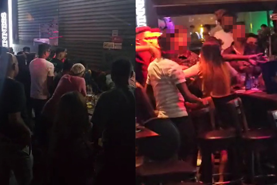 Police have detained 11 patrons, including one woman, for allegedly being involved in a disturbance at a pub in Taman Sutera Utama on Sunday. - Screegrab from TikTok