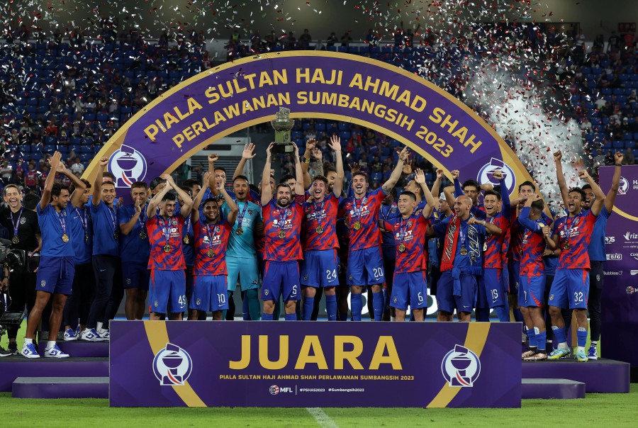 Johor Darul Ta’zim (JDT) were not as devastating but still had enough power to beat Terengganu 2-0 to win the Charity Cup at Sultan Ibrahim Stadium in Iskandar Puteri. - Bernama pic