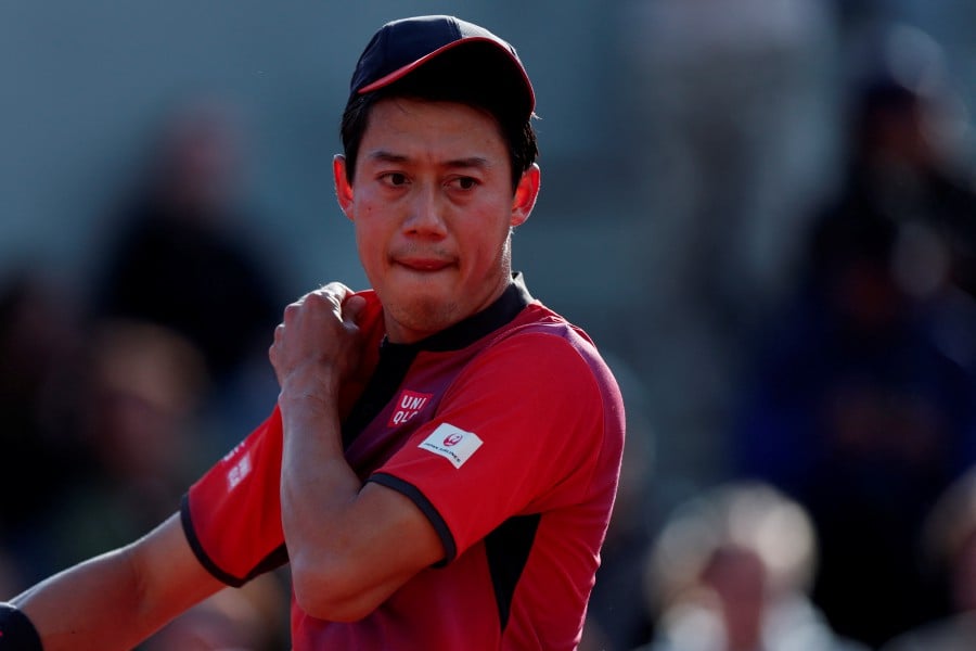 French Open - Roland Garros, Paris, France - Japan's Kei Nishikori reacts during his second round match against Ben Shelton of the U.S. - Reuters pic