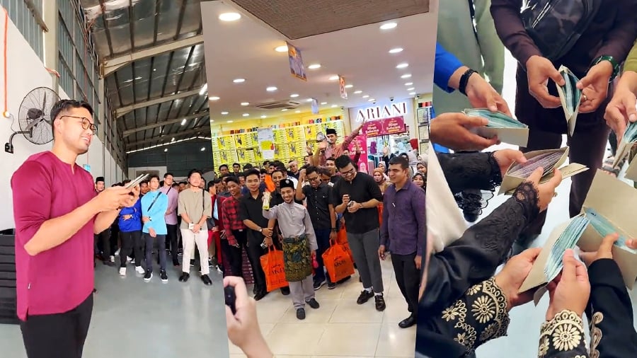 Entrepreneur and influencer Khairul Aming has made waves on social media by treating his workers to a breaking of fast at a luxury hotel, besides giving them a generous amount of duit raya bonus and taking them festive shopping. - Pic courtesy from TikTok Khairul Aming 