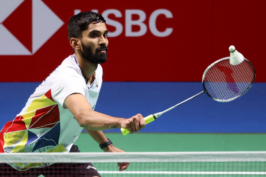 (In this file photo taken on December 19, 2021 India's Srikanth Kidambi hits a shot to Singapore's Loh Kean Yew during the men's singles final badminton match of the BWF World Championships in Huelva. -AFP PIC