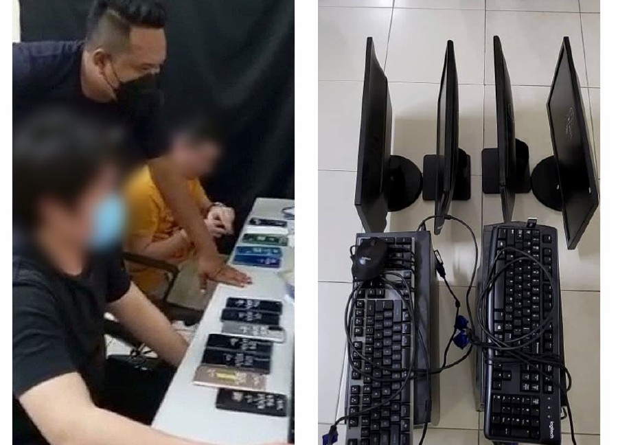 Seven online gambling workers had the shock of their lives when the Selangor police busted their operations at a luxury condominium, here, yesterday evening. - Pic courtesy of PDRM