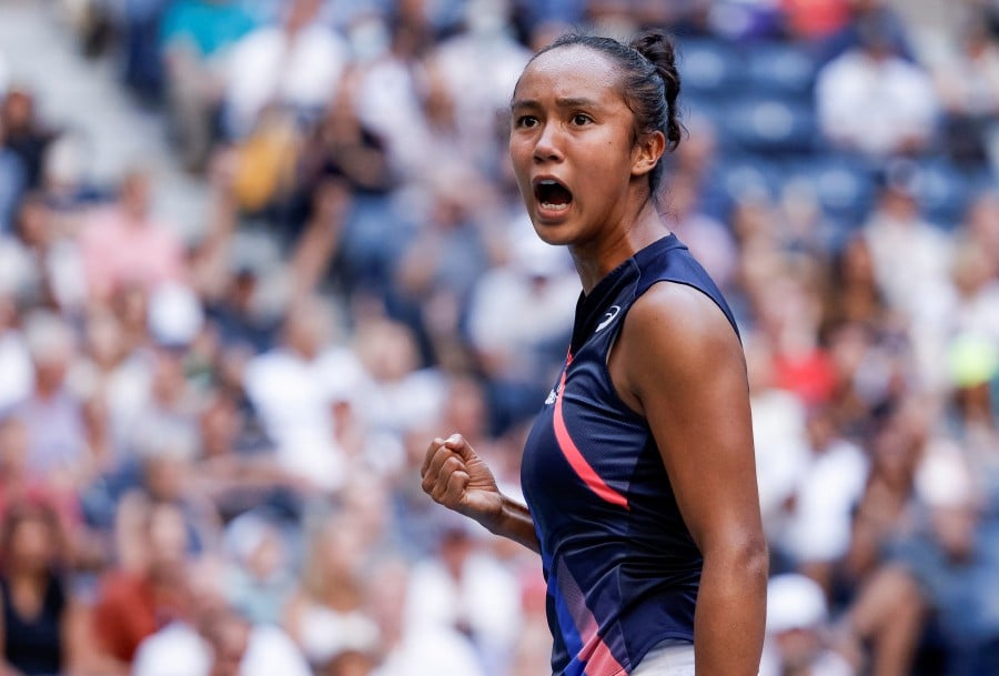 Leylah Fernandez of Canada reacts to winning a point against Elina Svitolina of Ukraine on her way to winning their quarterfinal match on the ninth day of the US Open Tennis Championships the USTA National Tennis Center in Flushing Meadows, New York, USA. - EPA PIC