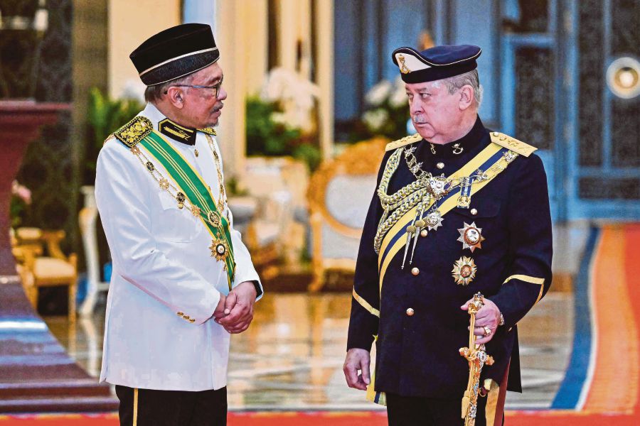 Prime Minister Datuk Seri Anwar Ibrahim has congratulated and pledged allegiance to the newly sworn His Majesty Sultan Ibrahim King of Malaysia. (Photo by MOHD RASFAN / POOL / AFP)