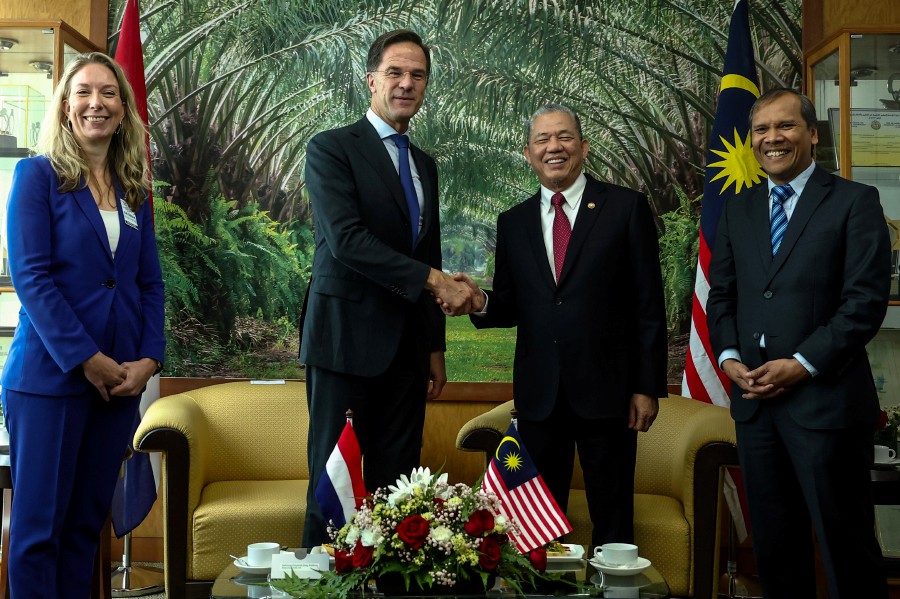 The Prime Minister of the Netherlands Mark Rutte with Deputy Prime Minister Datuk Seri Fadillah Yusof during his working visit at Malaysian Palm Oil Board today. BERNAMA PIC